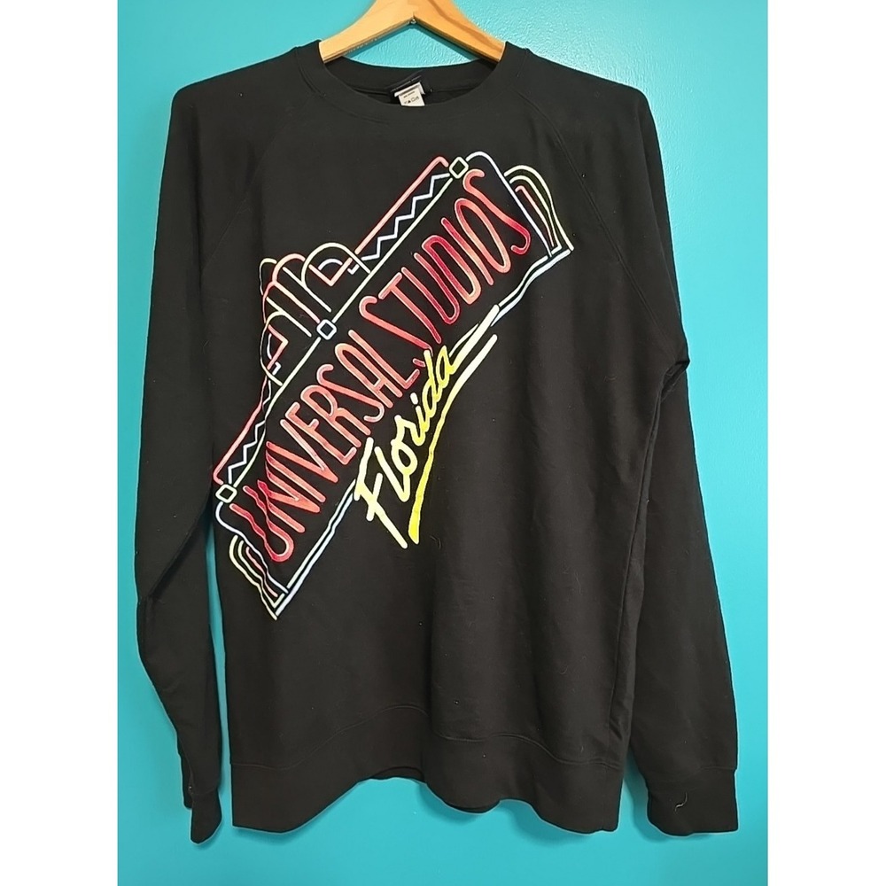 Universal Studios Florida Sweatshirt Adult XL Long Sleeve Retro NEON Logo Black